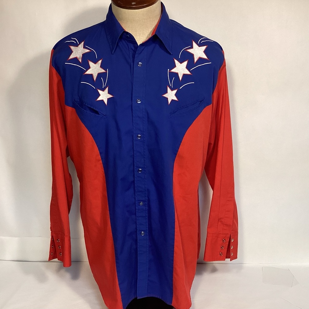 Ely Diamond Western shirt with Stars and Pearl Snap buttons Men’s size XL